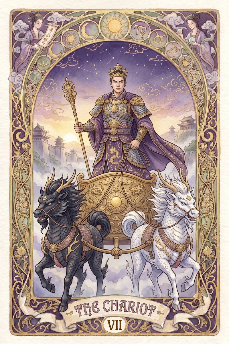塔罗战车牌图 - The Chariot