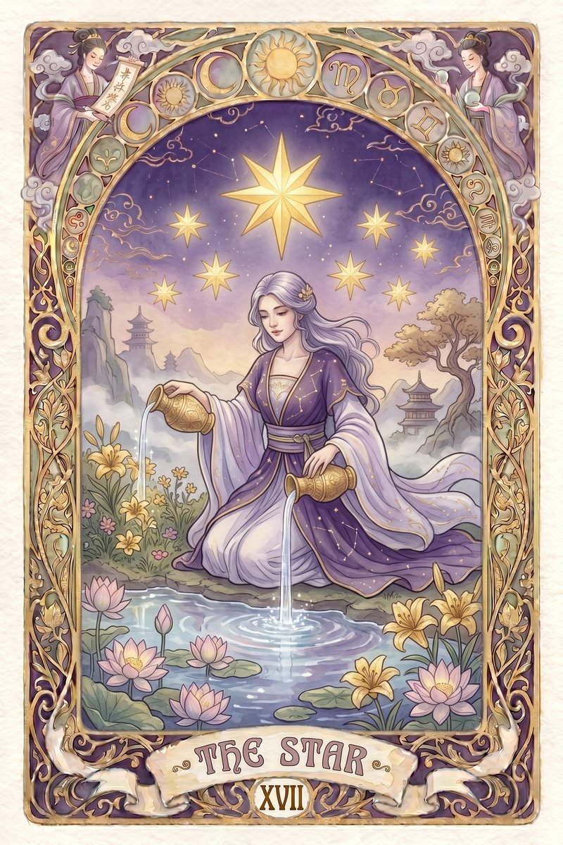 塔罗星星牌图 - The Star